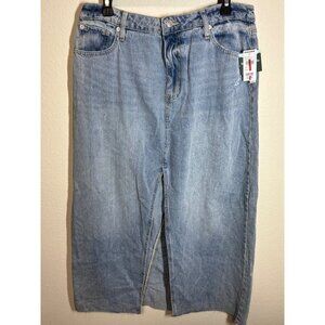 NWT RSQ Denim Maxi Skirt Boho Distressed Y2K Western Cowgirl Blue Jean Size 31